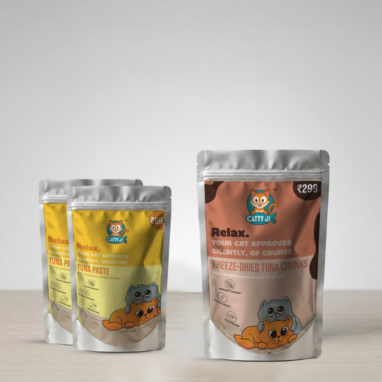 Tuna paste and freeze dried tuna chunks for cats, healthy cat food treat packs